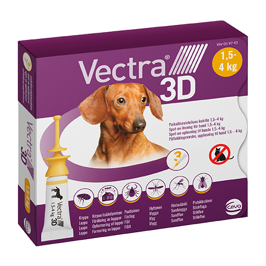 Fästingmedel Ceva Vectra 3D spot-on lösning för hund 1,5-4 kg