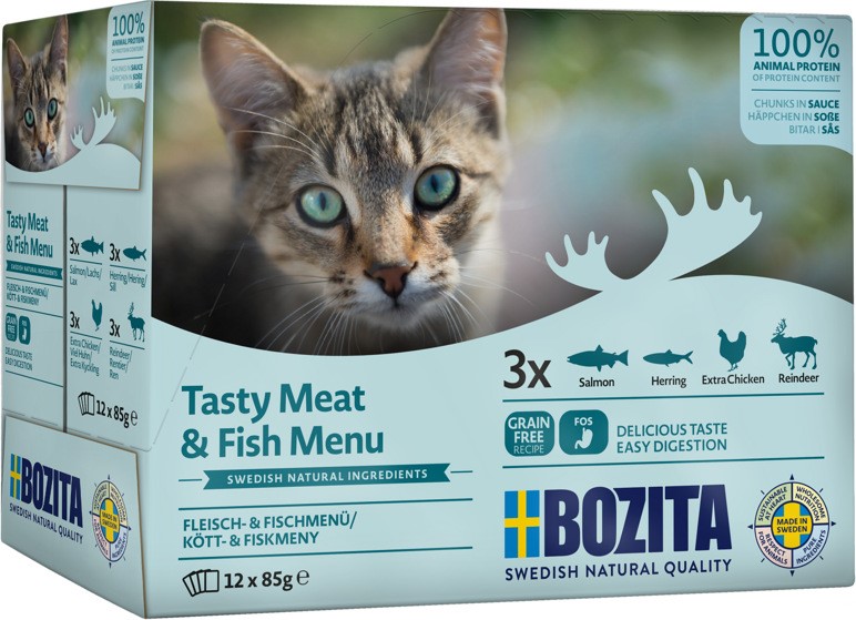 Bozita Feline Multibox Kött & Fisk Meny i sås 12x85 g