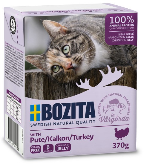 Bozita Feline Grain Free Tetra Bitar i gelé Kalkon 6x370 g