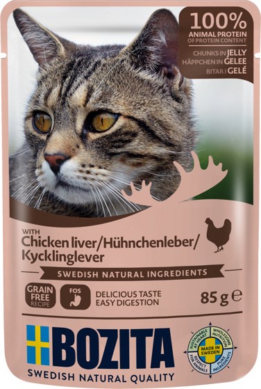 Bozita Feline Grain Free Kycklinglever i gelé 12x85 g