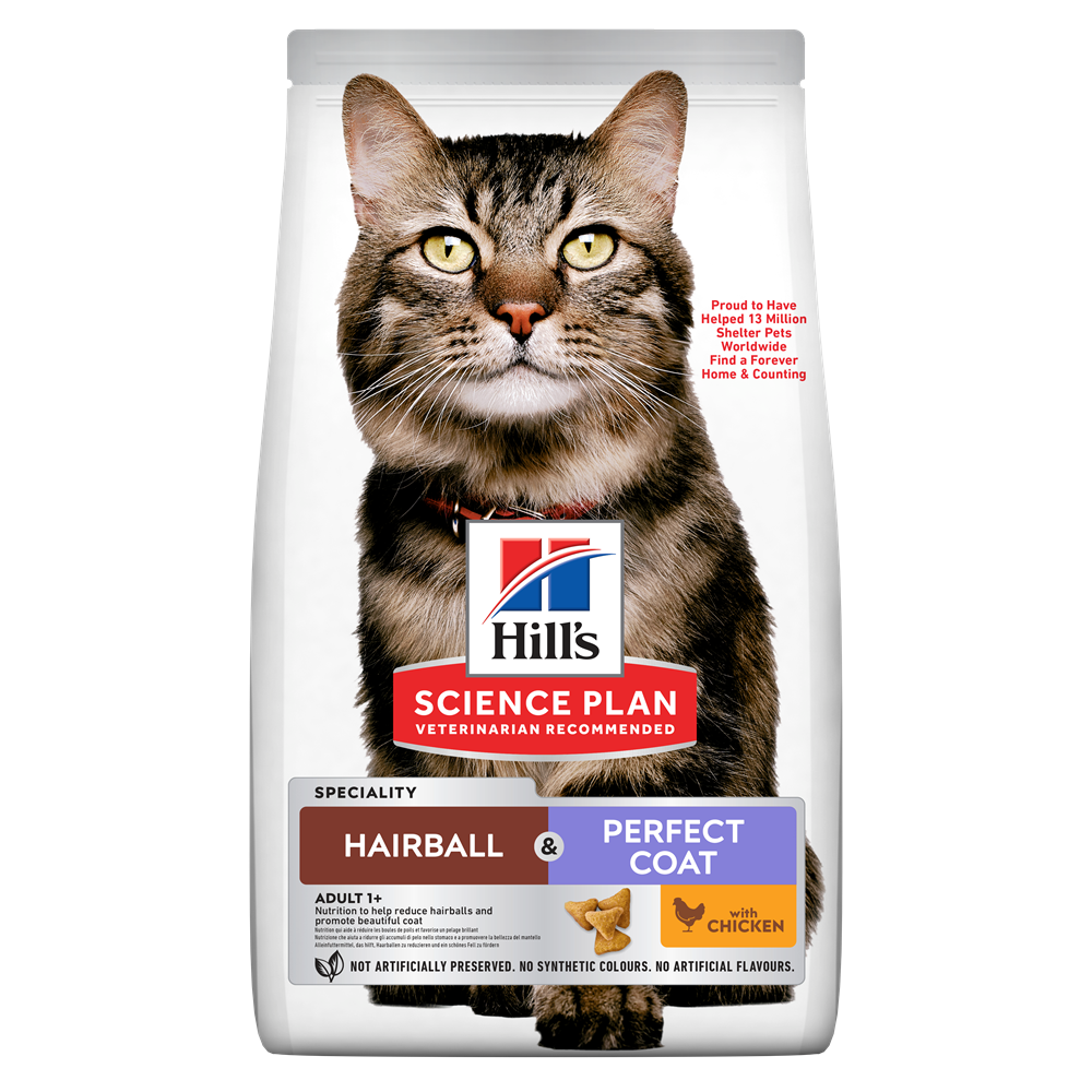 Hills Science Plan Feline Hairball & Perfect Coat Adult Chicken 3 kg | Katt - Foder - Torrfoder | DogStyle