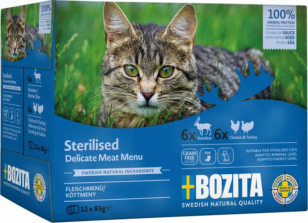 Bozita Feline Sterilised Delicate Meat Menu in Sauce 12x85 g