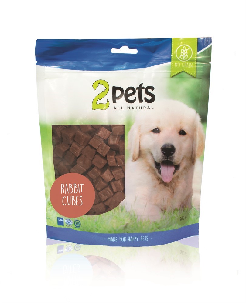 Hundgodis 2pets Dogsnack Rabbit Cubes 400 g