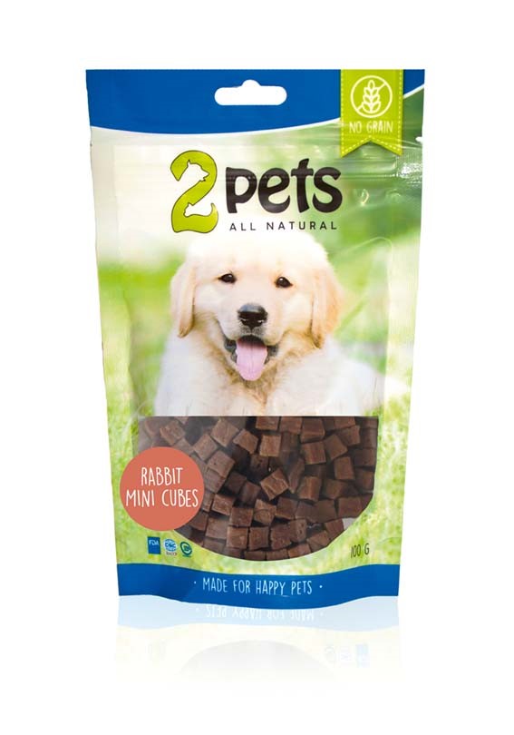 Hundgodis 2pets Dogsnack Rabbit MiniCubes 100 g