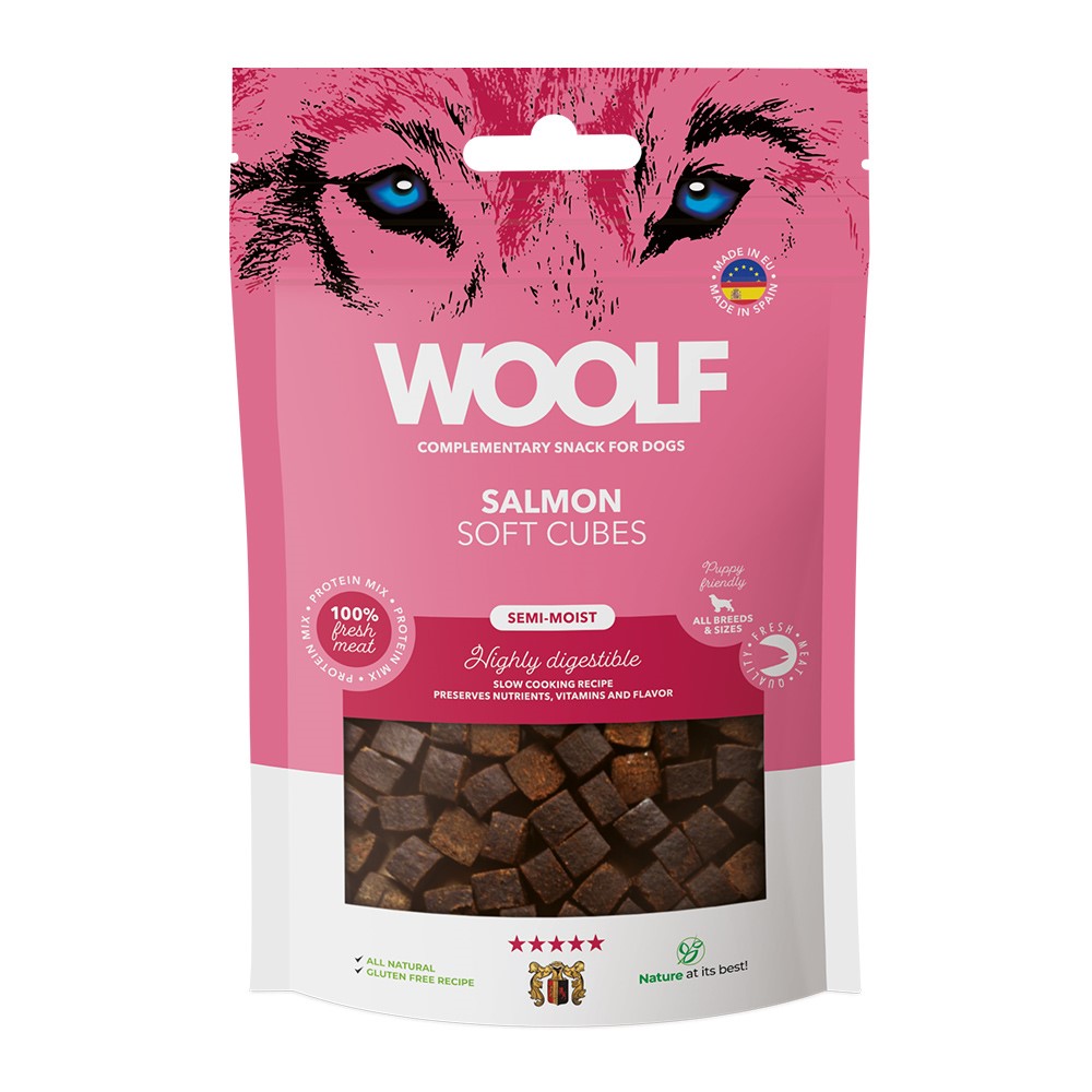 Hundgodis Woolf Soft Cubes Salmon 100 g