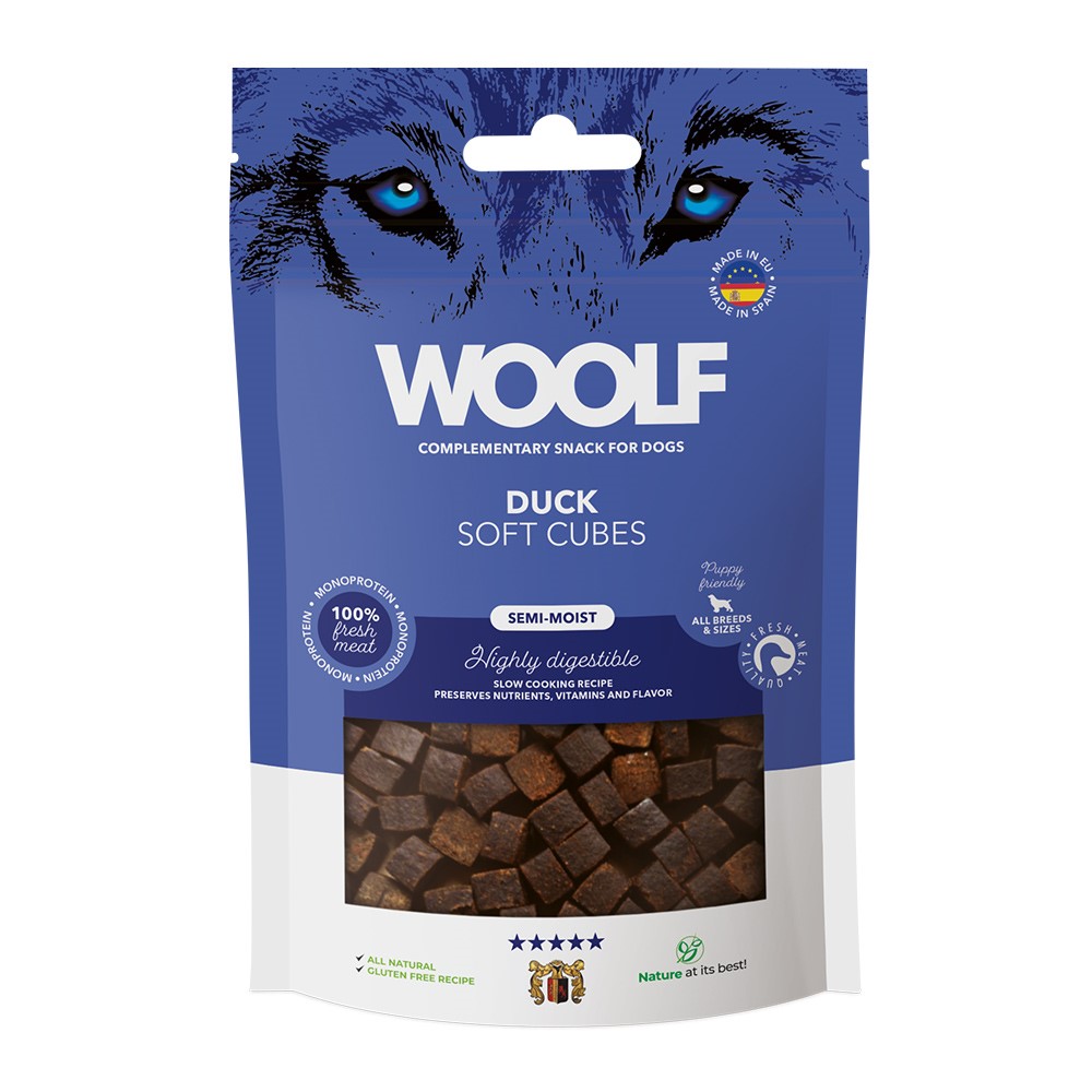 Hundgodis Woolf Soft Cubes Duck 100 g