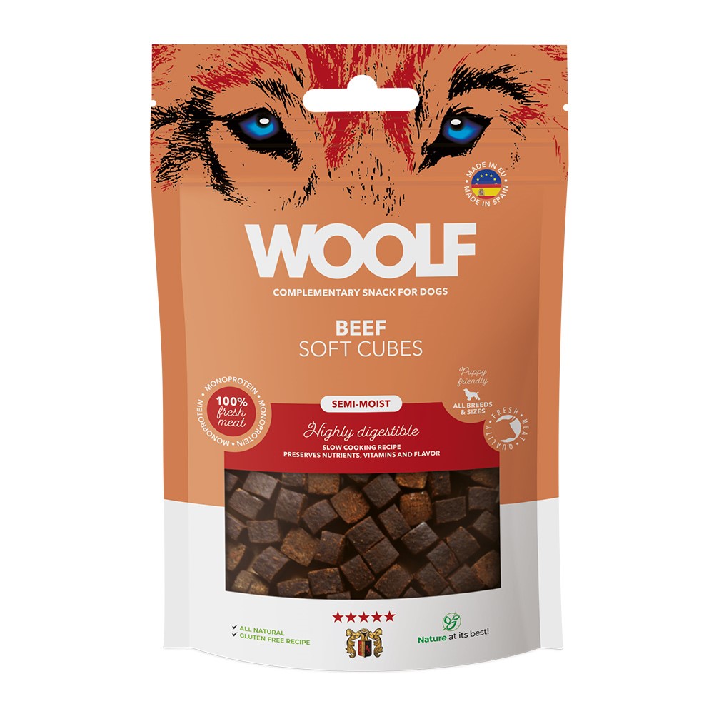 Hundgodis Woolf Soft Cubes Beef 100 g
