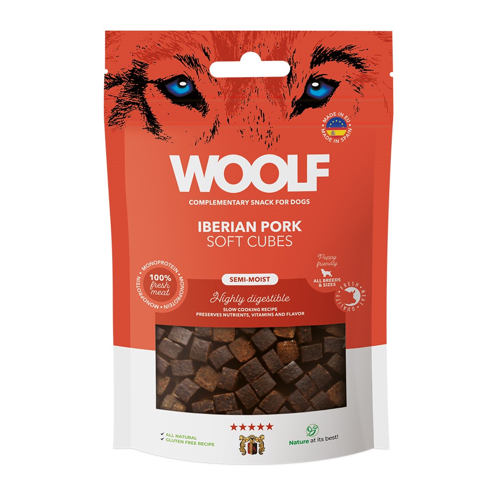Hundgodis Woolf Soft Cubes Iberian Pork 100 g