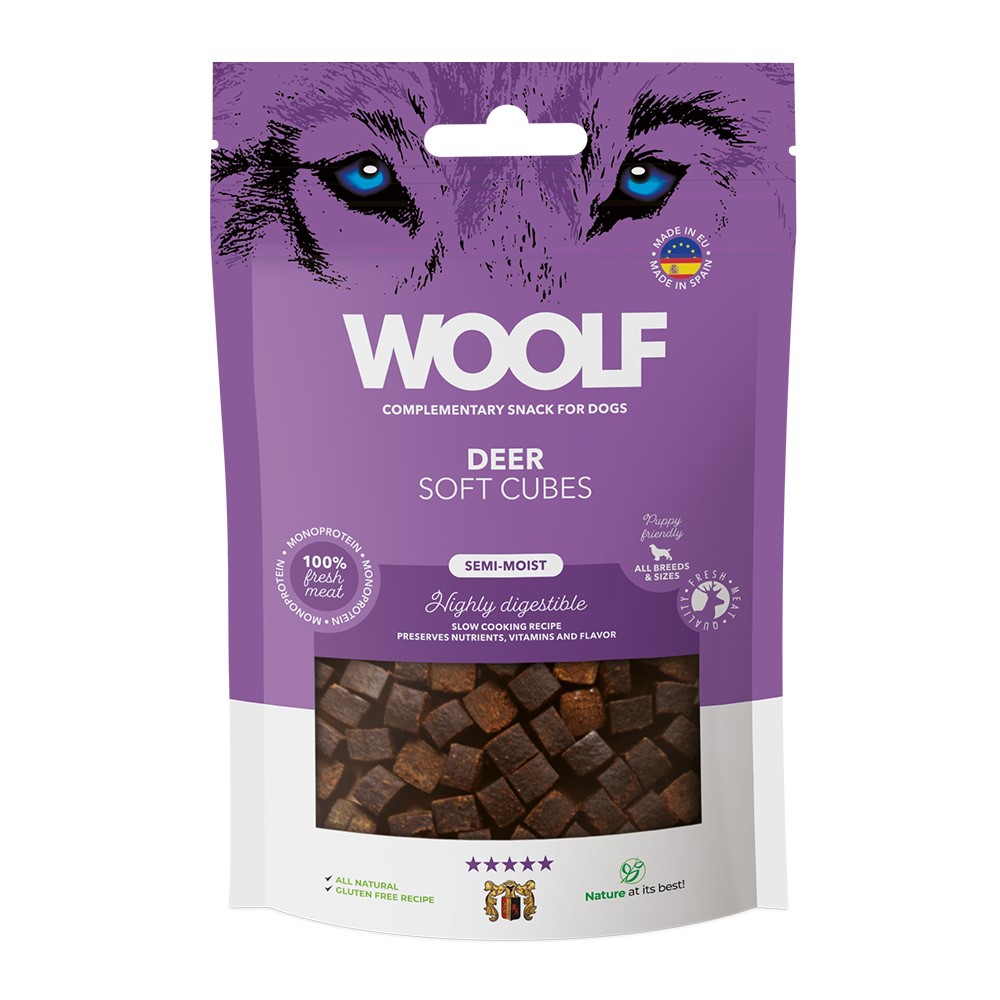 Hundgodis Woolf Soft Cubes Deer 100 g