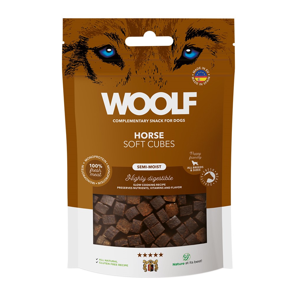 Hundgodis Woolf Soft Cubes Horse 100 g