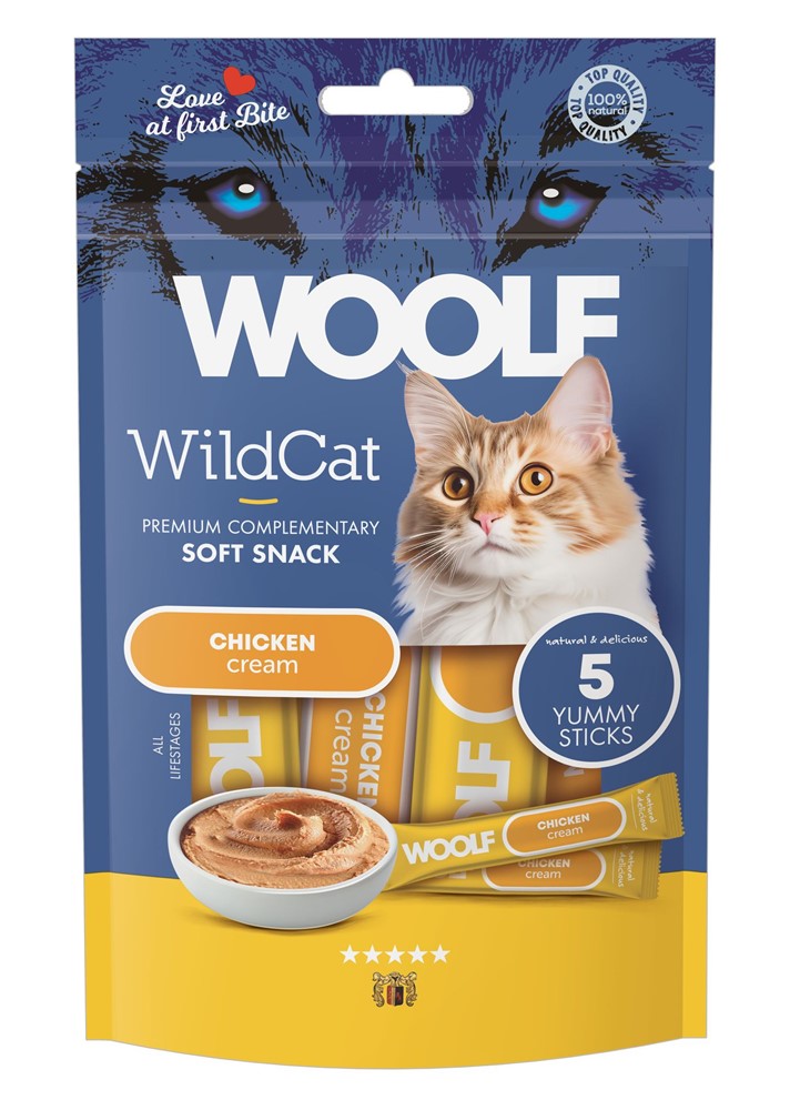Kattgodis Woolf Wildcat Cream Chicken 5x14 g