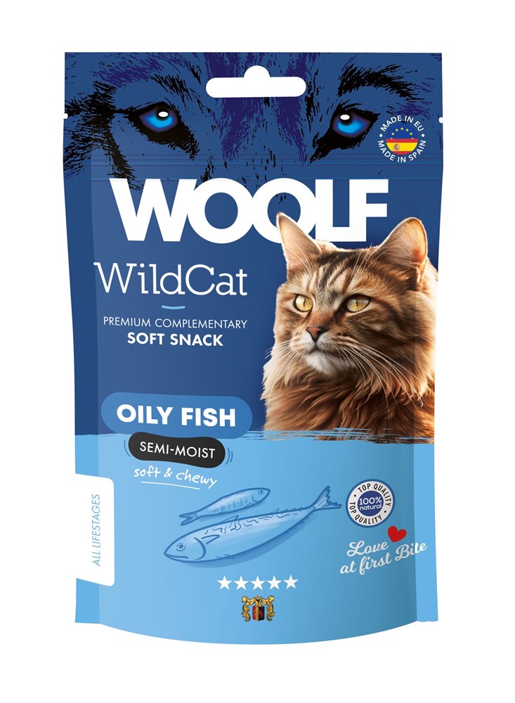 Kattgodis Woolf Wildcat Snacks Oily fish 50 g