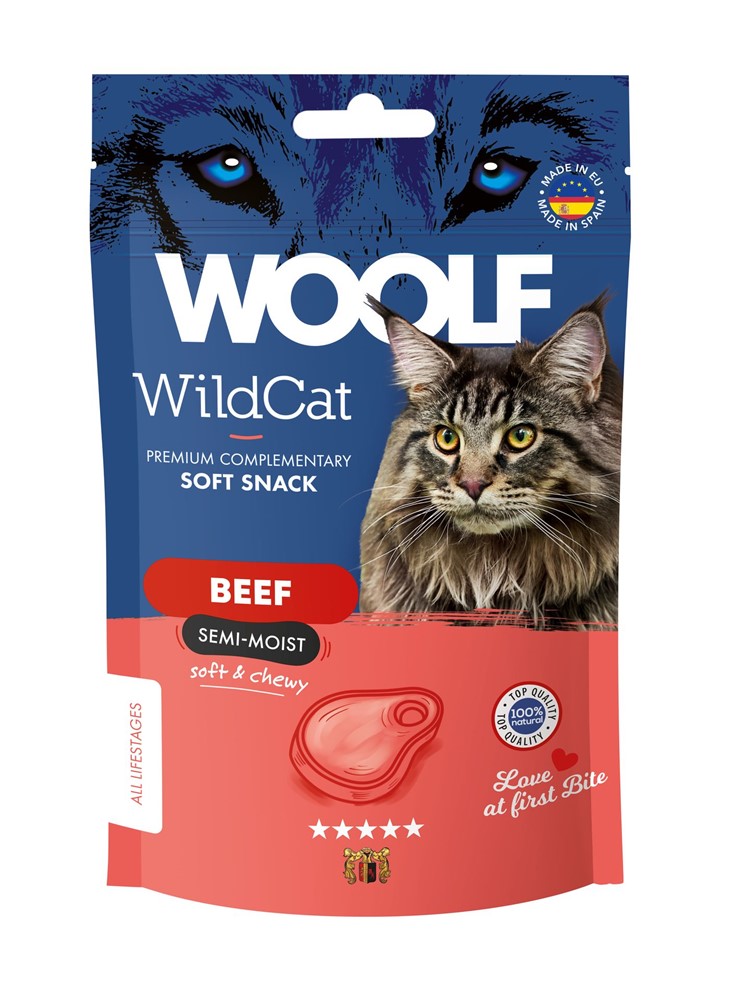 Kattgodis Woolf Wildcat Snacks Beef 50 g
