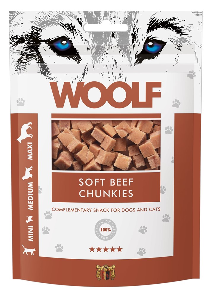 Hundgodis Woolf Beef Chunkies 100 g