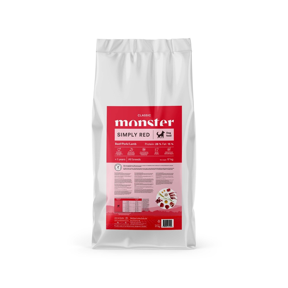 Monster Dog Classic Simply Red Beef, Pork & Lamb 17 kg | Hund - Foder - Torrfoder | DogStyle