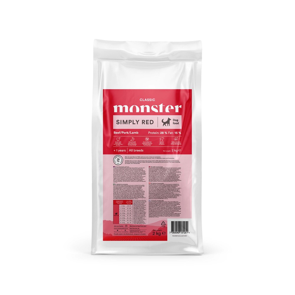 Monster Dog Classic Simply Red Beef, Pork & Lamb 2 kg | Hund - Foder - Torrfoder | DogStyle