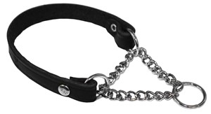 ALAC Läderhalsband Halvstryp Svart 12mm x 30cm