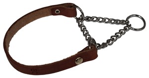 ALAC Läderhalsband Halvstryp Mörkbrun 12mm x 35cm