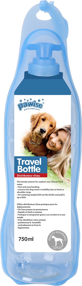Pawise Vattenflaska med inbyggd skål för hund 750 ml