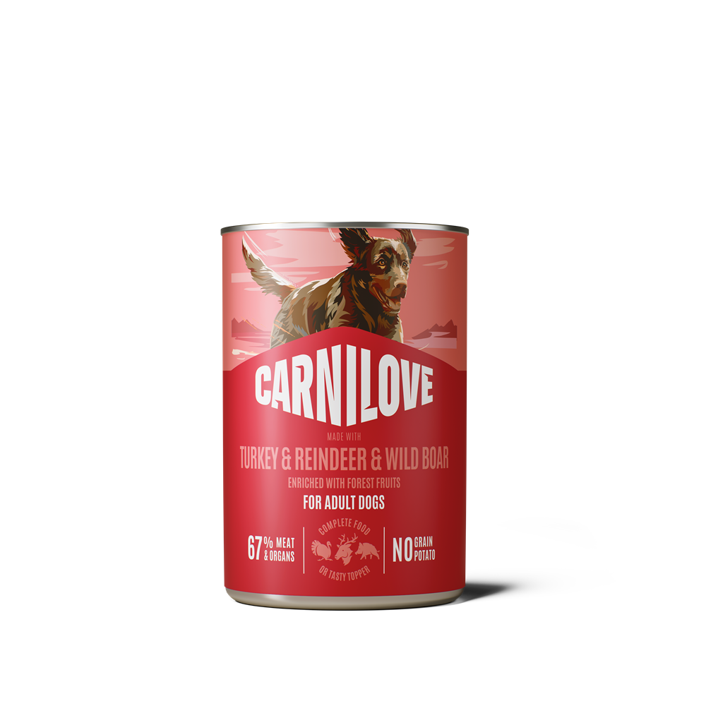 Carnilove Dog Pat&eacute; Turkey, Reindeer & Wildboar V&aring;tfoder f&ouml;r hund 6x400g