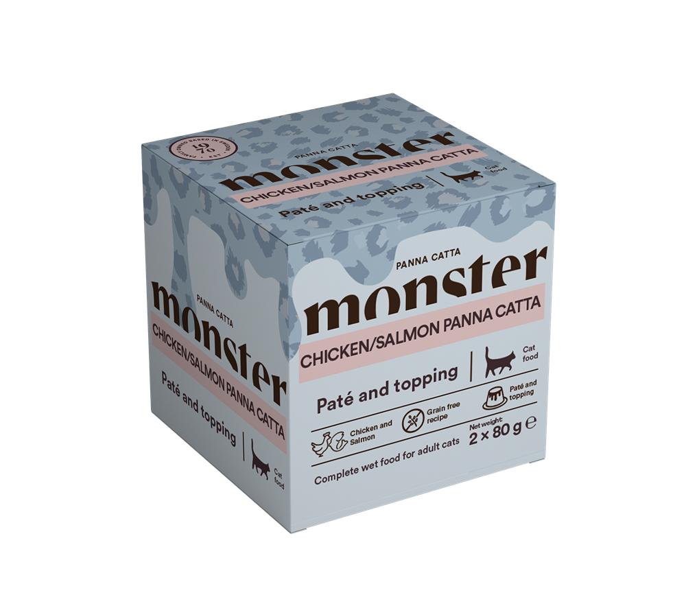 Monster Cat Panna Catta Chicken/Salmon för katten 2 x 80 g