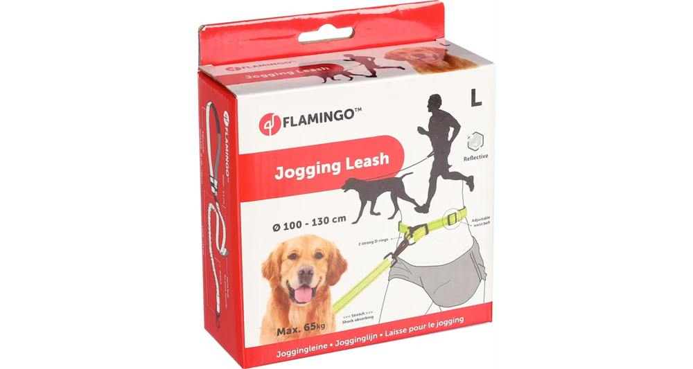 Flamingo Reflex Joggingkoppel Hund med Stretch Large