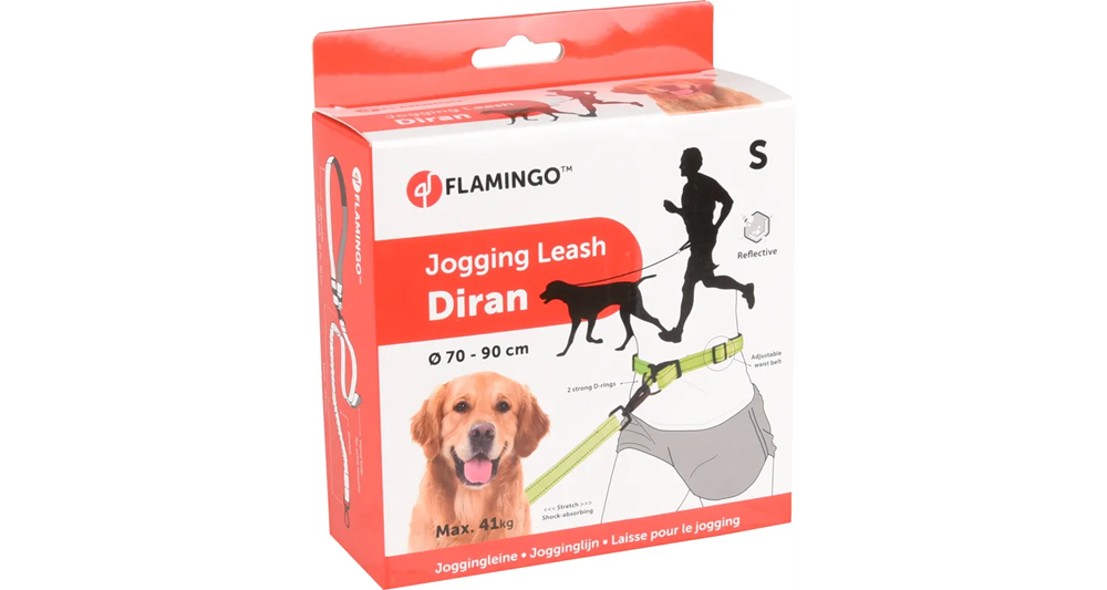 Flamingo Reflex Joggingkoppel Hund med Stretch Small
