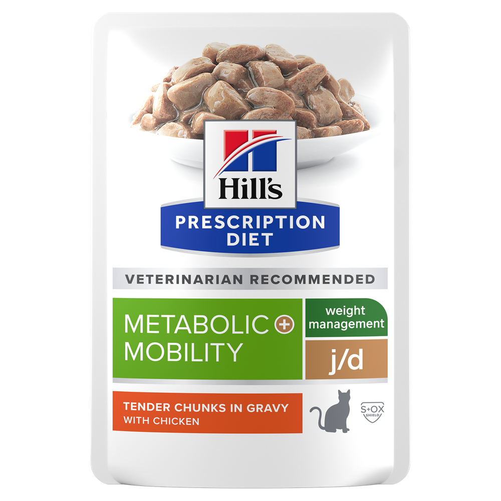 Hill's Prescription Diet Metabolic + Mobility våtfoder med kyckling för katter 85 g PROVFÖRPACKNING
