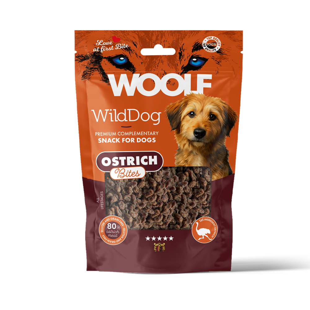WildDog Soft Ostrich Bites Hundgodis - 100 g