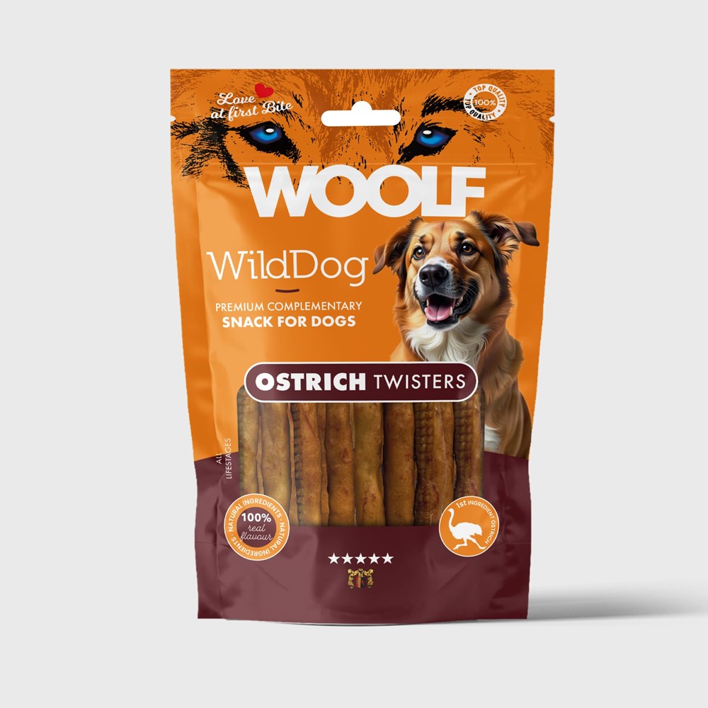 WildDog Ostrich Twister Tuggben till Hund - 100 g