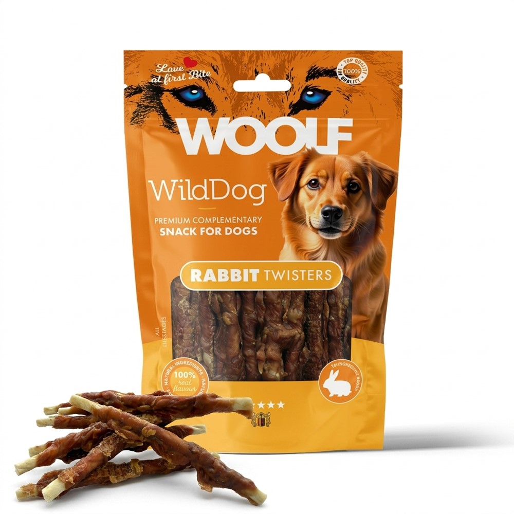 WildDog Rabbit Twister Tuggben till Hund - 100 g
