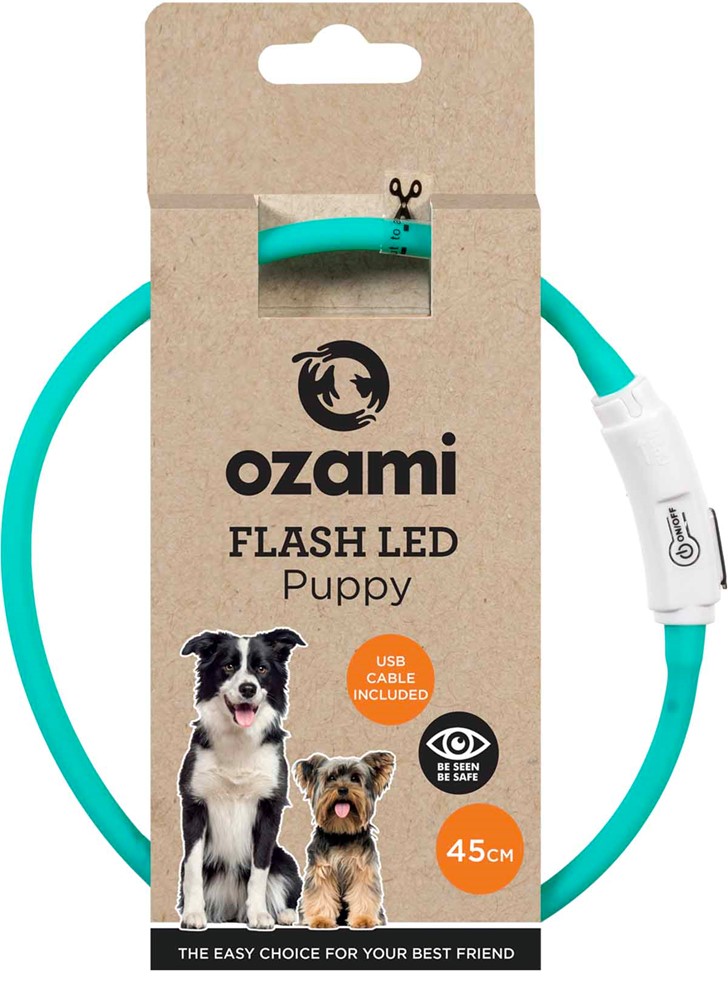 Ozami Flash Hundhalsband LED Puppy Turquoise 45 cm