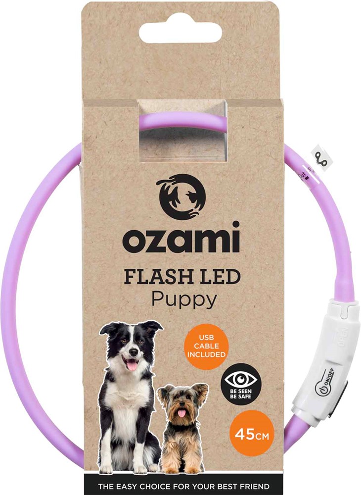 Ozami Flash Hundhalsband LED Puppy purple 45 cm