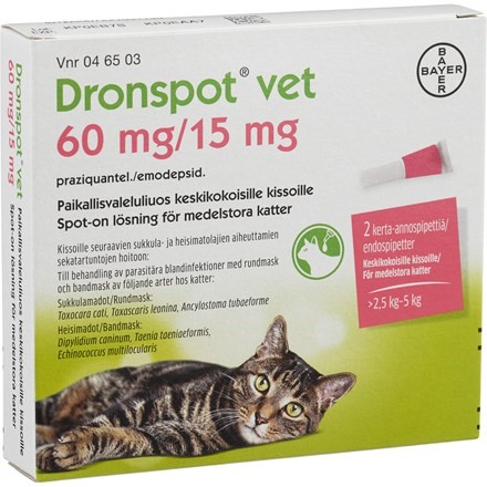 Dronspot vet, spot-on, lösning 60 mg/15 2 st för katt Vetapotek