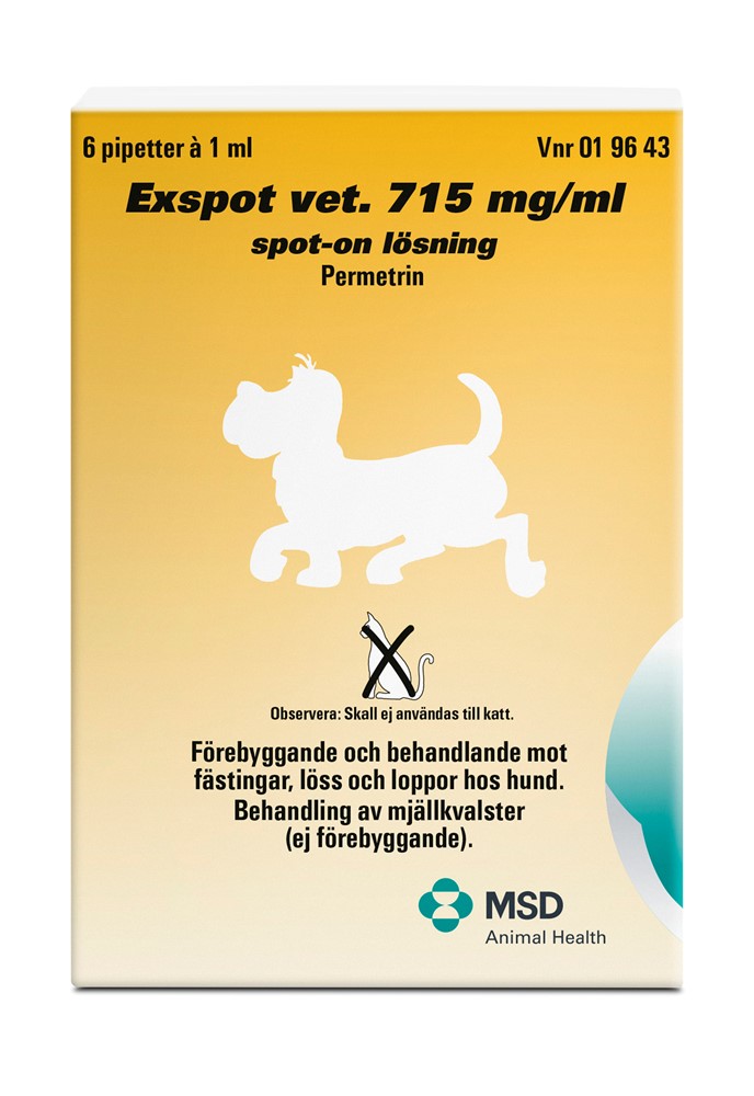 Exspot vet. Hund spoton lösning 715 mg/ml 6x1 ml Vetapotek