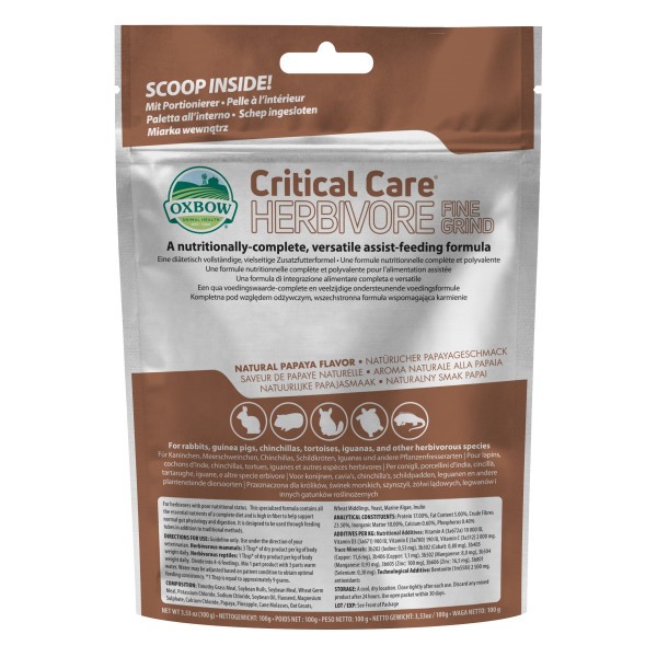 Kosttillskott Oxbow Critical Care Herbivore Fine Grind Papaya 100 g
